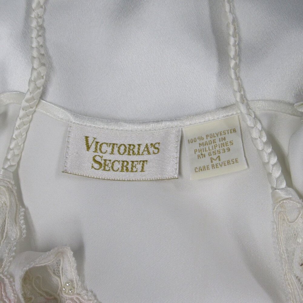 Vtg 80s 90s Victoria's Secret Gold Label Mermaid Hem Beaded Maxi Slip Dress sz M - Picture 4 of 4